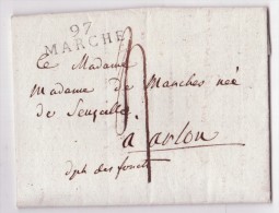 L. De Serainchamps 1808 Avec Marque 97/MARCHE (texte Sur Un Militaire) Pour Arlon - 1794-1814 (Franse Tijd)