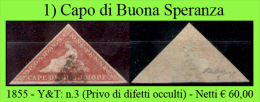 Capo-di-Buona-Speranza-001 - 1855 -Y&T: N.3 (Privo Di Difetti Occulti) - Kap Der Guten Hoffnung (1853-1904)