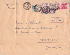 12038# MAROC LETTRE RECOMMANDEE PAR AVION Obl CASABLANCA BOURSE 1949 PRESIDENT AEROCLUB ROYAL BRUXELLES BELGIQUE - Luftpost