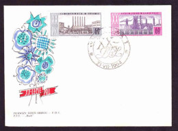 Poland FDC - 1964 - Industry, Flowers, Cement Factory, Chelm, Oil Refinery, Plock. - Cartas & Documentos