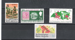 SAINT CHRISTOPHE :Saint Christophe Nevis Et Anguilla:état Associé:lot De 4 TP Série Courante Et Centenaire Du Timbre - San Cristóbal Y Nieves - Anguilla (...-1980)