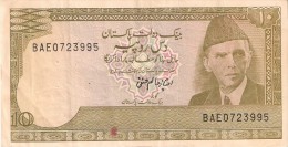 BILLETE DE PAKISTAN DE 10 RUPIAS DEL AÑO 1984 (BANK NOTE) - Pakistán