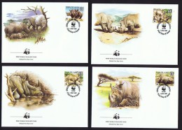 1987  Rhinocéros Blanc  Sur 4FDC Officiels WWF - Swaziland (1968-...)