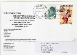 1834 Postal Barcelona 2012  Sello Diario Cadiz - Briefe U. Dokumente