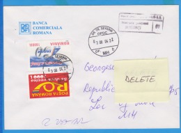 Cover Romanian Commercial Bank + Stamp Tarom Airline - Brieven En Documenten