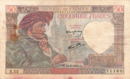 50 Francs 1940, Macchie Bordo - 50 F 1940-1942 ''Jacques Coeur''