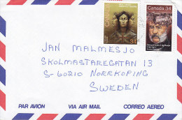 Canada Airmail Par Avion FLORENCE Ontario 1985? Cover Lettre To NORRKÖPING Sweden Molly Brant & Philippe Aubert De Gaspe - Posta Aerea