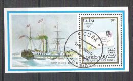 Cuba 1990 Ships, UPU, Perf. Sheet, Used AA.038 - Gebraucht