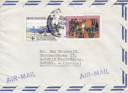 Honduras Airmail LA CEIBA 1985 Cover Letra To NORRKÖPING Sweden Suecia Aeroplane & Chile Independence Stamps - Honduras