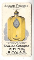 Carte Parfumée - Sauzé Frères Parfumeurs à Paris - Eau De Cologne Chype Sauzé - Profumeria Antica (fino Al 1960)