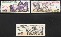 CZECHOSLOVAKIA 1981 PRAGUE ZOO/ANIMALS SC#2380-82 BIG CATS, APES, HORSE MNH - Gorilas