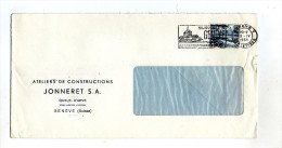 Lettre ,SUISSE , GENEVE I , Exp. Lett. , 1955 , Ateliers De Constructions  Jonneret S.A - Marcophilie