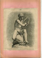 - SALON DE 1870 . ARION . MARBRE PAR HIOLLE  . GRAVURE SUR BOIS  DU XIXe S . DECOUPEE ET COLLEE SUR PAPIER . - Andere & Zonder Classificatie