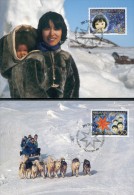 1996 Greenland Christmas Eskimo Husky Dogs Maxicards Maximumkarten (2) - Cartoline Maximum