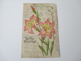 Reliefkarte 1906 (?) Herzlichen Glückwunsch. Blumen. Gesendet Nach Tetin U Berouna. Stempel Tetin / Tetine. Kleiner Ort! - Birthday