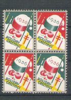 USA, Cinderella 1936 Christmas X 4, MNH L.093 - Neufs