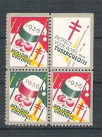 USA, Cinderella 1936 Christmas X 4, MNH, Imperf. Right+top L.094 - Neufs