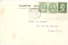 2854 PARIS 123 Rue D'Anjou Carte Postale Ordinaire Oblitération Mécanique 3 7 1931 Blanc Yv 111 Pasteur Yv 174 - Lettres & Documents