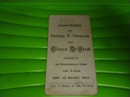 Souvenir Communion Blanca De Geest Lerne 1934 - Kommunion Und Konfirmazion