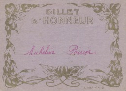 BILLET D´HONNEUR   -   MICHELINE POIRIER  - - Diplômes & Bulletins Scolaires