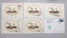 Finnland 880 Yt 844 Sc 654 Fa 882, Maximumkarte MK/CM, Alle 5 SST NORDIA ´81, Postschiff: Fürst Menschikow - Cartes-maximum (CM)