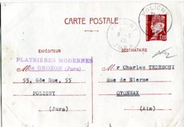 Vr 28 Entier Postal 515 CP1  Obl. Poligny Jura - Lettres & Documents