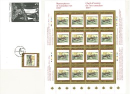 CANADA - 1997 Canadian Art - ARTE CANADESE -  BLOCCO DI 16 + FDC - NUOVO ** MNH - Blokken & Velletjes