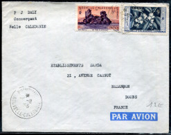 NOUVELLE CALÉDONIE - N° 272 + 286 / LETTRE AVION PUBLICITAIRE DE POINDIMIE LE 26/11/1956 , POUR LA FRANCE - TB - Covers & Documents