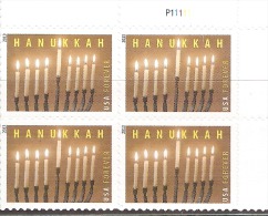 2013 USA  Hanukkah Celebration By Jewish People Around The World /MENORA  Plate Block Of 4 MNH EStados Unidos - Neufs