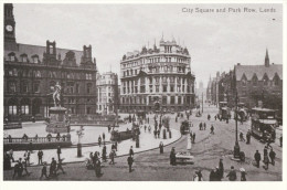 Postcard Leeds City Square & Park Row 1920 Yorkshire Queens Hotel Standard Life Repro - Leeds