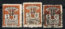 Tres Sellos Recargo Exposicion Barcelona, Variedad Salto Peine, Num 11-11a º - Barcelona