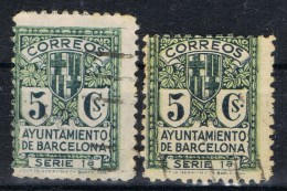 Dos Sellos Recargo Exposicion Barcelona, Variedad Salto Peine, Num 9 º - Barcelona