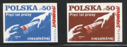 POLAND SOLIDARITY 1985 POCZTA SOLIDARNOSC 1985 5 YEARS OF UNDERGROUND PRESS SET OF 2 NEWSPAPER NEWSPAPERS MAGAZINE - Solidarnosc-Vignetten