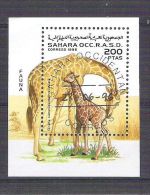 Sahara OCC R.A.S.D 1996 Giraffe, Perf. Sheet, Used AB.015 - Vignettes De Fantaisie