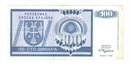 Bosnie Herzegovine: Billet De 100 Sto Dinara, 1992 (14-2181) - Bosnie-Herzegovine