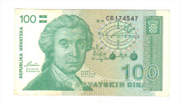 Croatie: Billet De 100 Sto Hrvatskih Dinara, 1991 (14-2183) - Croatia