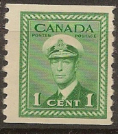 CANADA 1942 1c KGVI Coil SG 397 HM #BZ67 - Coil Stamps