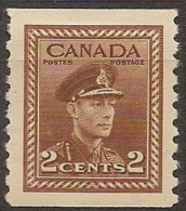 CANADA 1942 2c KGVI Coil SG 397a HM #BZ68 - Coil Stamps