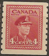 CANADA 1942 4c KGVI Coil SG 393 UNHM #BZ66 - Roulettes