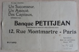 Buvards -Buvard - Banque Petitjean - 12 ,Rue Montmartre Paris - Bank & Versicherung