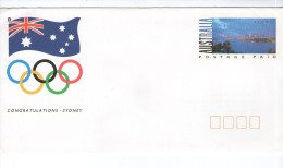 AUSTRALIA CONGRATULATIONS SYDNEY POSTAGE PREPAID ENVELOPE OLYMPIC GAMES COVER SPORT - Covers & Documents