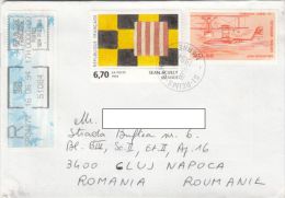 STAMPS ON REGISTERED COVER, NICE FRANKING, PAINTING, PLANE, 1994, FRANCE - Covers & Documents