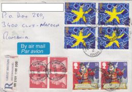 STAMPS ON REGISTERED COVER, NICE FRANKING, GUARD, QUEEN ELIZABETH 2ND, PAINTINGS, 1994, UK - Briefe U. Dokumente