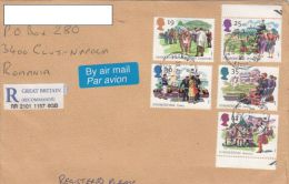 STAMPS ON REGISTERED COVER, NICE FRANKING, SUMMERTIMES, CIVIL WAR, GUARD, DEER, 1994, UK - Brieven En Documenten