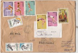 STAMPS ON REGISTERED COVER, NICE FRANKING, ATHLETICS, HORSE, PERSONALITIES, WAX SEALS, 1992, ROMANIA - Briefe U. Dokumente