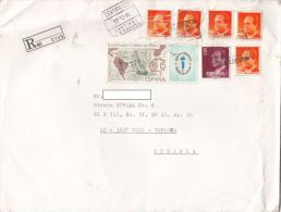 STAMPS ON REGISTERED COVER, NICE FRANKING, THE INDY'S, 1995, SPAIN - Lettres & Documents