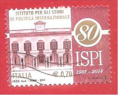 ITALIA REPUBBLICA USATO - 2014 - 80º Ann. Fondazione Istituto Studi Politica Internazionale - ISPI - € 0,70 - S. 3468 - 2011-20: Afgestempeld