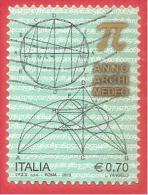ITALIA REPUBBLICA USATO - 2013 - Anno Archimedeo - € 0,70 - S. ---- - 2011-20: Used