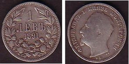 BULGARIA / BULGERIE - 1891 - King Ferdinand - 1Lv Silver VF - Bulgarie