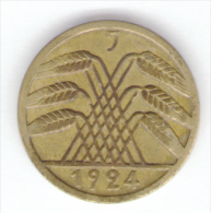 GERMANIA WEIMAR 5 REICHSPFENNIG 1924 ZECCA J - 5 Rentenpfennig & 5 Reichspfennig
